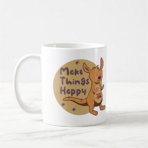 Gör sak lycklig Kawaii rolig, söt kangaroo brun Kaffemugg