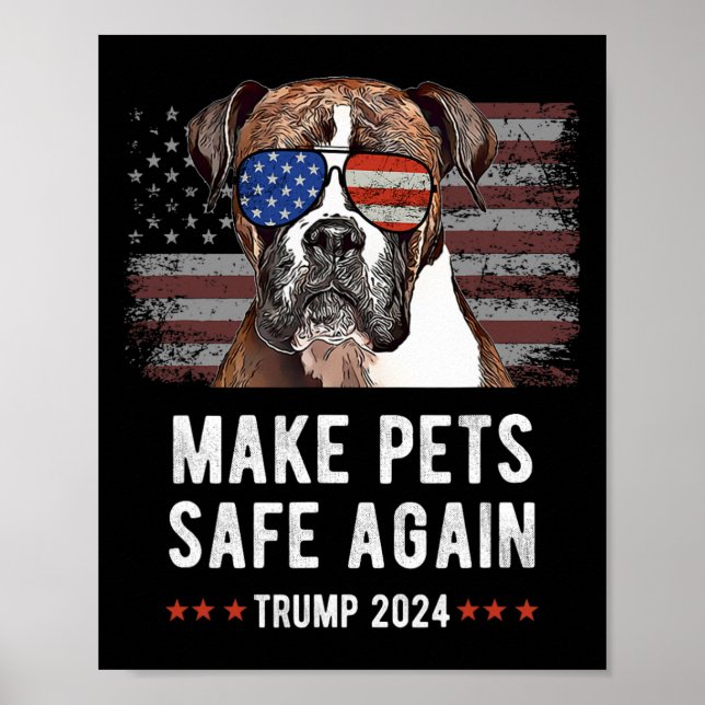 Gör sällskapsdjur Säkra igen Boxer Hund Trump 2024 Poster (Framsidan)