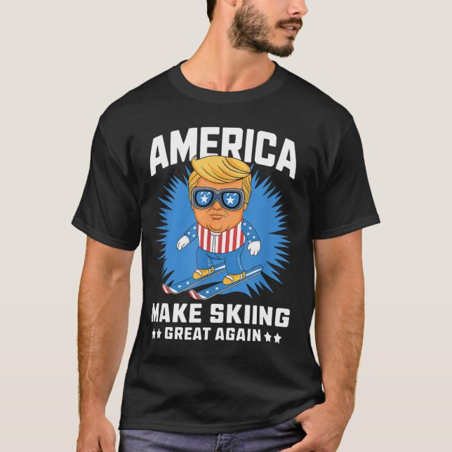 Gör skidåkning bra igen - rolig Donald Trump-ski  T Shirt (Framsida)