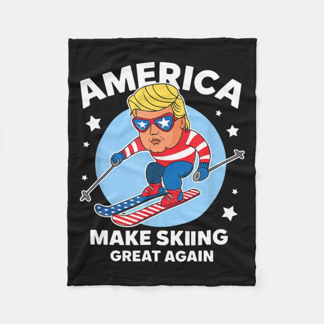 Gör skidåkning bra igen - usa trump ski  fleecefilt (Framsidan)