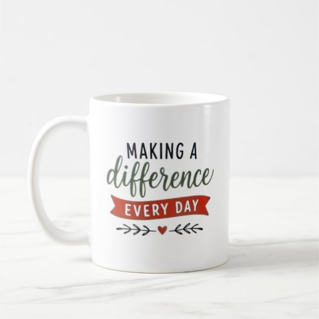 Gör skillnad varje dag Inspirerande Kaffemugg (Vänster)