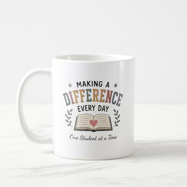 Gör skillnad varje dag Skollärarpresent Kaffemugg (Vänster)