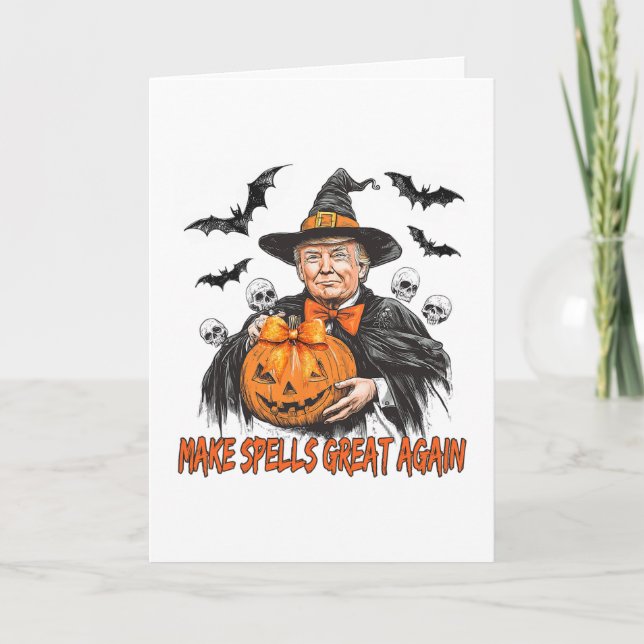Gör Spells Great Again Roligt Halloween Trump  Kort (Framsida)