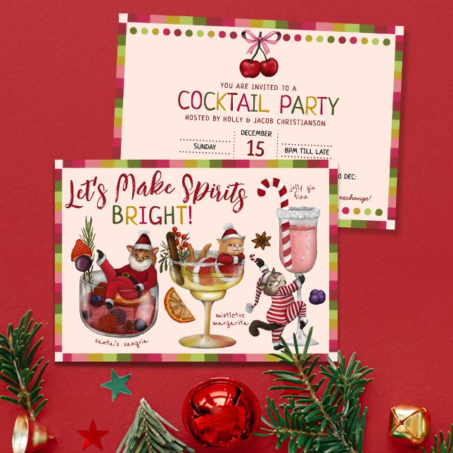 Gör sprit till Bright Cat-julklapp Party Inbjudningar (Skapare uppladdad)