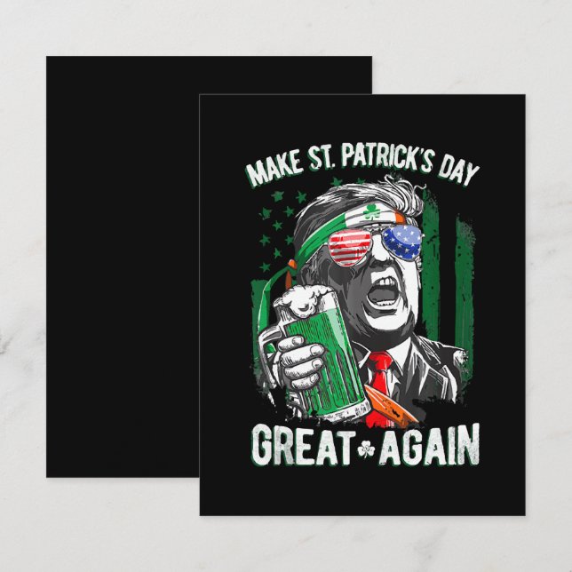 Gör St Patricks Dag Stor Igen Roligt Trump Anteckningskort (Fram/baksida)