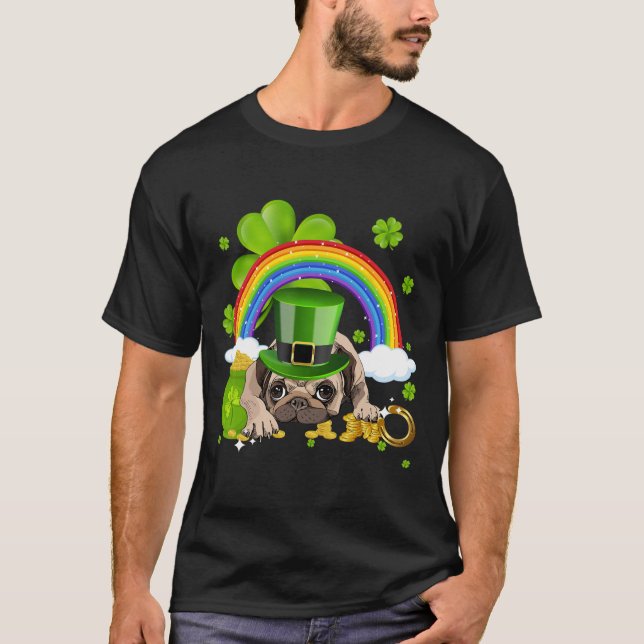 Gör St Patricks Day Great Again Rolig Pug Män Kvin T Shirt (Framsida)