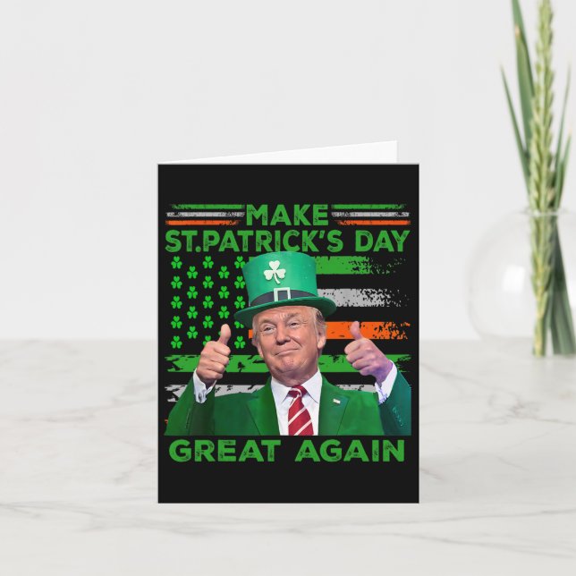 Gör St Patrick's Day Stor Igen Flagga Rolig Trump Kort (Framsida)