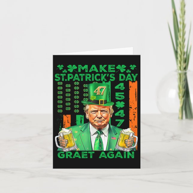Gör St Patrick's Day Stor Igen Flagga Rolig Trump Kort (Framsida)