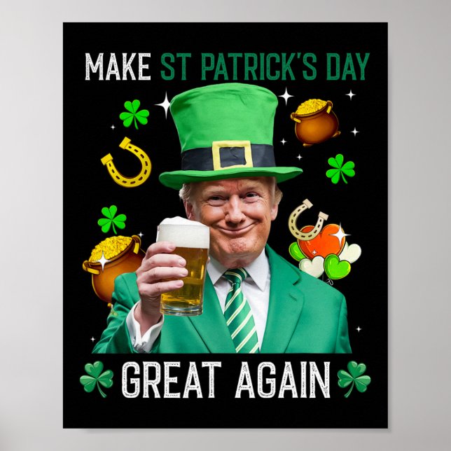 Gör St Patricks Day Stor Igen Irländsk Leprechaun Poster (Framsidan)