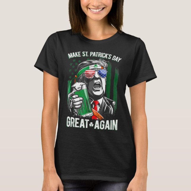 Gör St Patricks Day Stor Igen Irländsk Leprechaun  T Shirt (Framsida)