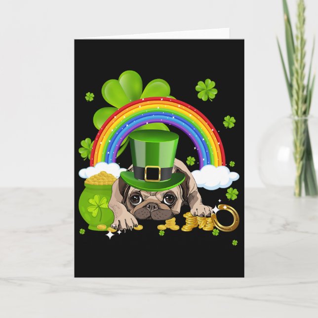 Gör St Patricks Day Stor Igen Rolig Pug Män Kvinno Kort (Framsida)