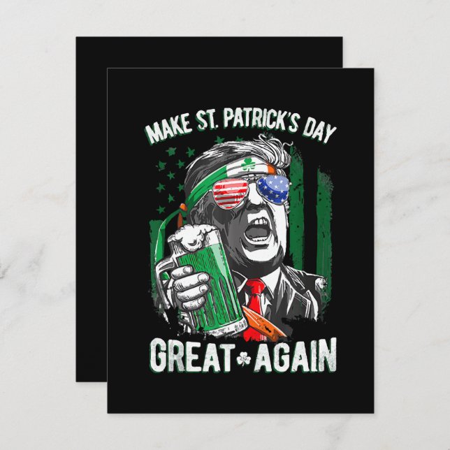 Gör St Patrick's Day Stor Igen Roligt Trump Anteckningskort (Fram/baksida)