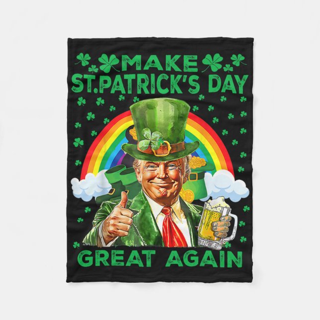 Gör St Patricks Day Stor Igen Roligt Trump Män W Fleecefilt (Framsidan)