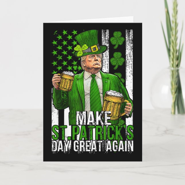 Gör St Patricks Day Stor Igen Roligt Trump Män W Kort (Framsida)