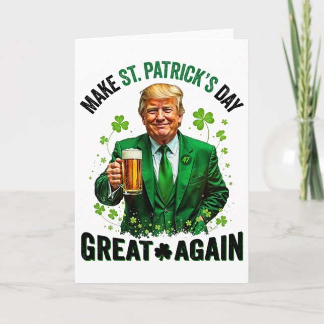 Gör St Patricks Day Stor Igen Trump Shamrock Ir Kort (Framsida)