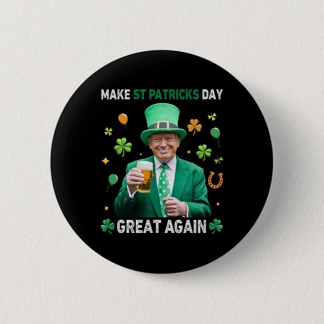 Gör St Patricks Day Stort Igen Irländsk Leprechaun Knapp (Framsida)