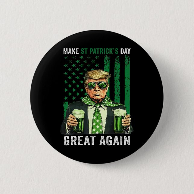 Gör St Patricks Day Stort Igen Roligt Trump Mäns  Knapp (Framsida)