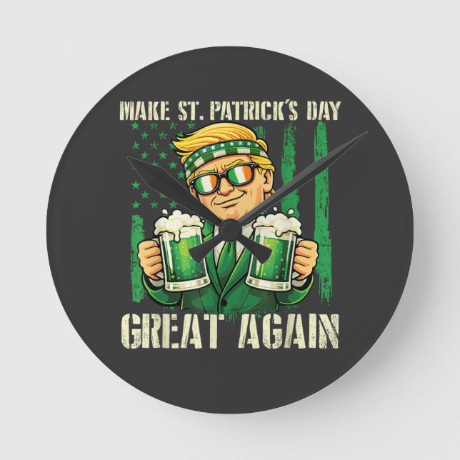 Gör St. Patrick's Day Stort Igen Rund Klocka (Framsida)