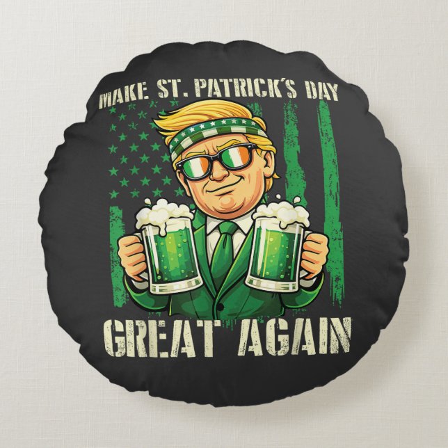 Gör St. Patrick's Day Stort Igen Rund Kudde (Framsidan)