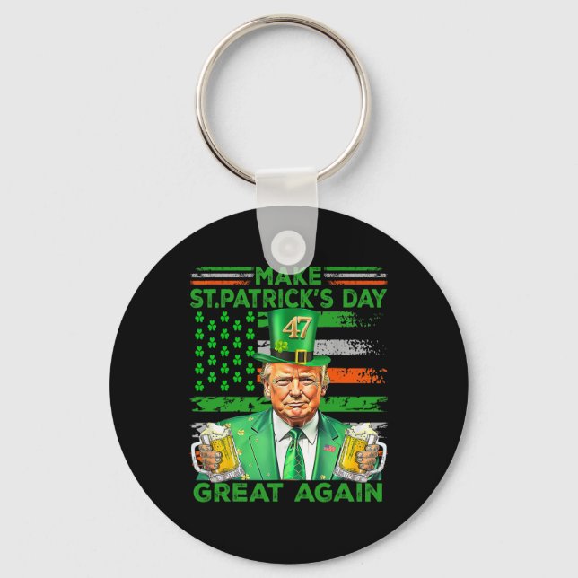 Gör St patrick's day Underbar igen, Flagga-trump Nyckelring (Framsida)