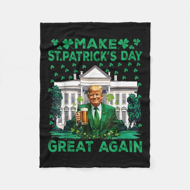 Gör St patricks day Underbar igen, roligt Trump Ma Fleecefilt (Framsidan)