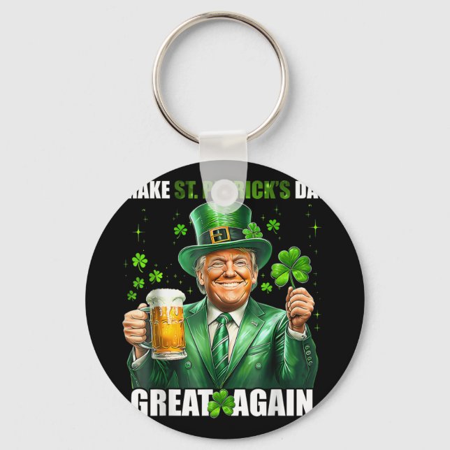 Gör St patricks day Underbar igen, roligt Trump Ma Nyckelring (Framsida)