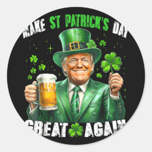 Gör St patricks day Underbar igen, roligt Trump Ma Runt Klistermärke