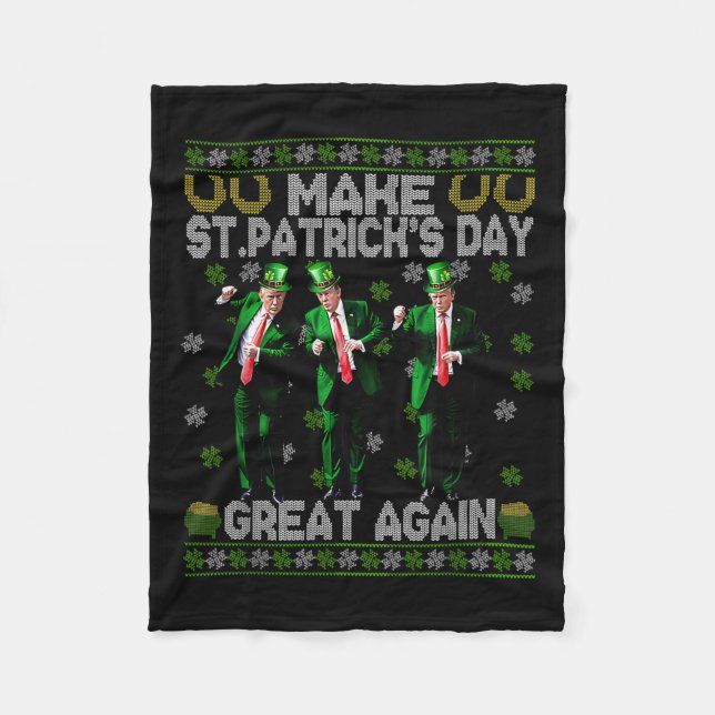 Gör St patricks day Underbar igen, Shamrock Trump  Fleecefilt (Framsidan)