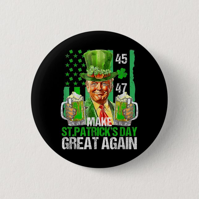 Gör St patricks day Underbar igen, Shamrock Trump  Knapp (Framsida)