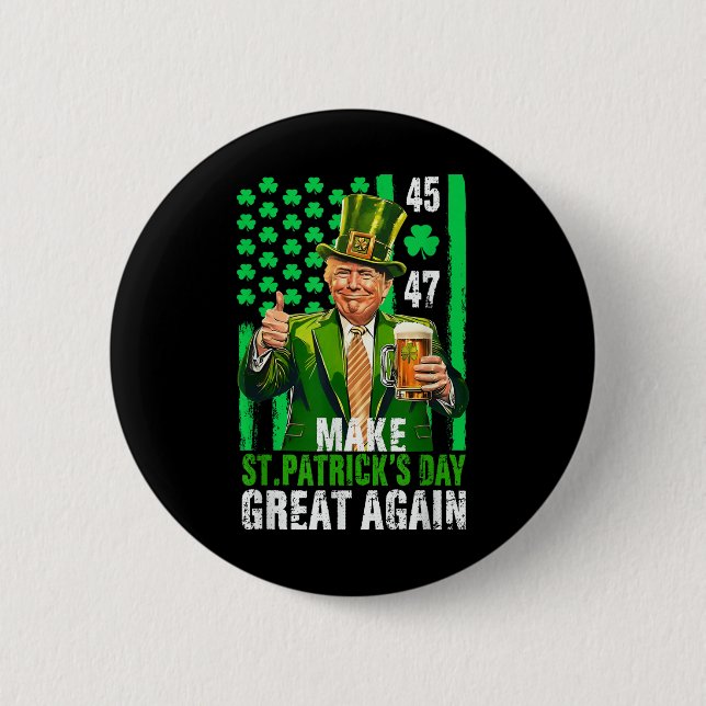 Gör St patricks day Underbar igen, Shamrock Trump  Knapp (Framsida)
