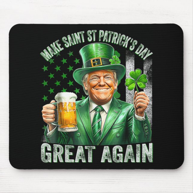 Gör St patricks day Underbar igen, Shamrock Trump  Musmatta (Framsidan)