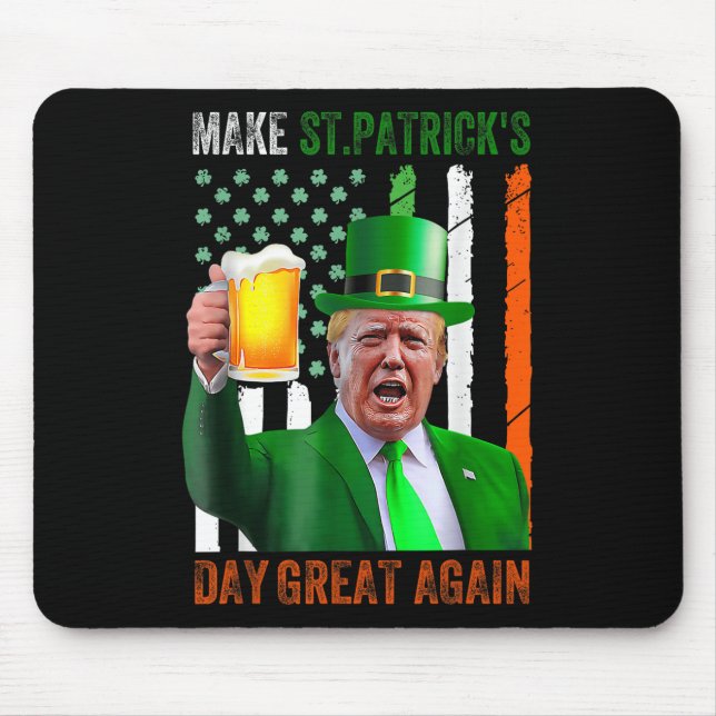 Gör St patricks day Underbar igen, Shamrock Trump  Musmatta (Framsidan)