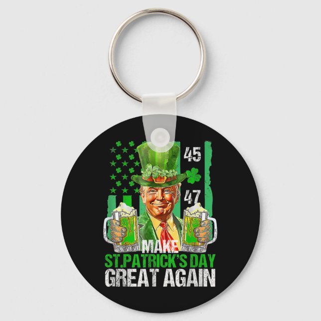 Gör St patricks day Underbar igen, Shamrock Trump  Nyckelring (Framsida)