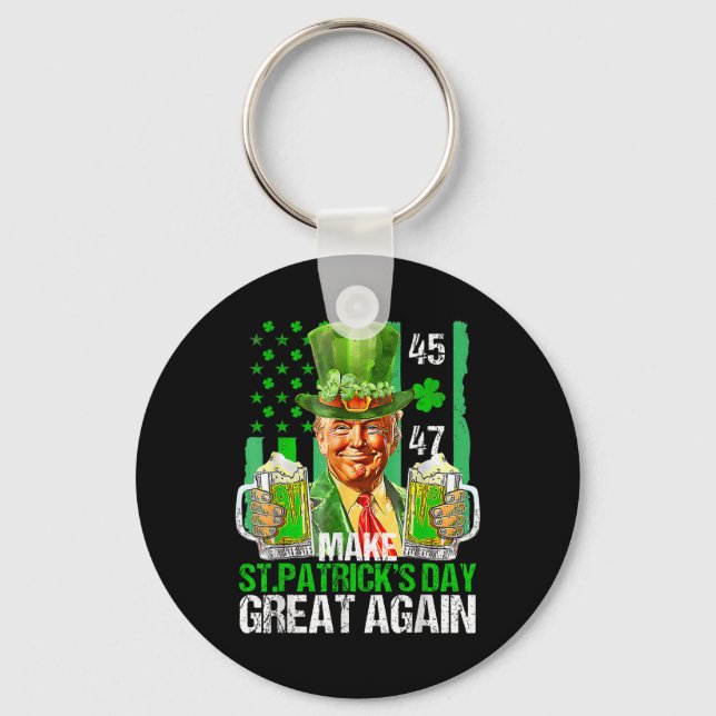 Gör St patricks day Underbar igen, Shamrock Trump  Nyckelring (Framsida)