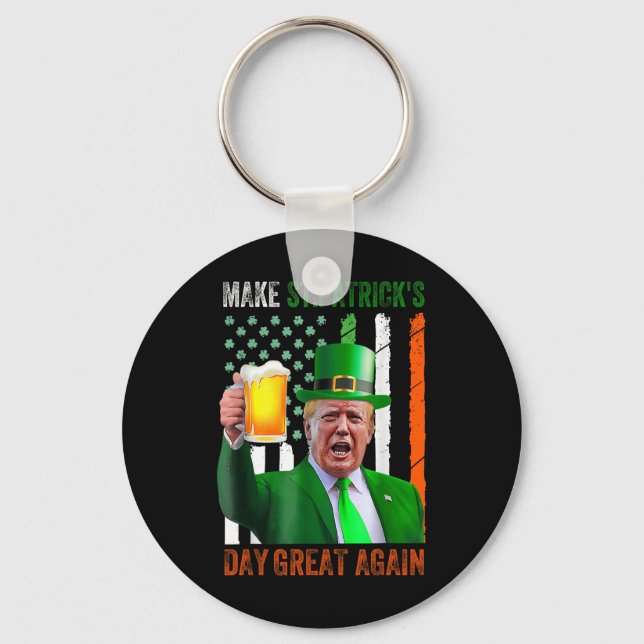 Gör St patricks day Underbar igen, Shamrock Trump  Nyckelring (Framsida)