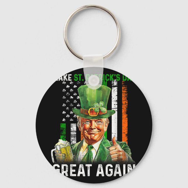 Gör St patricks day Underbar igen, Shamrock Trump  Nyckelring (Framsida)