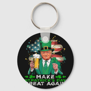 Gör St patricks day Underbar igen, Shamrock Trump Nyckelring