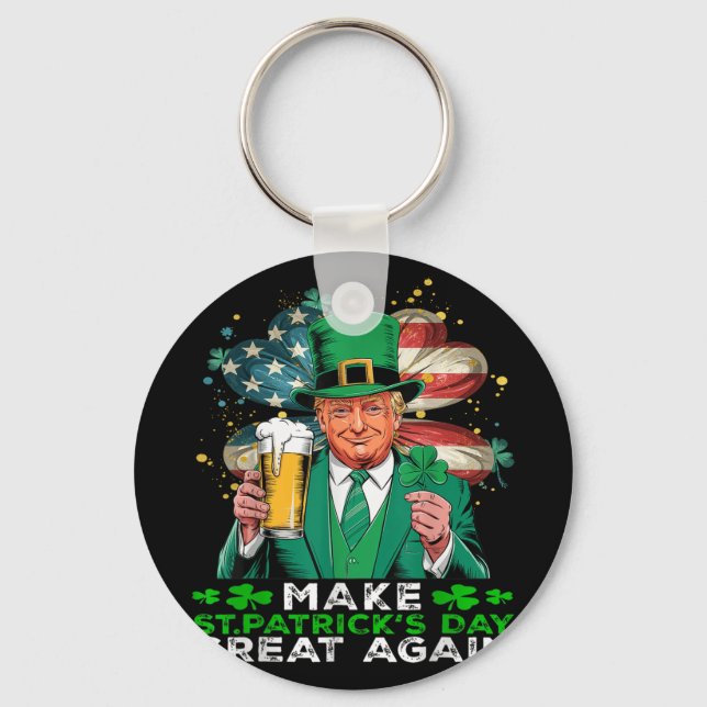 Gör St patricks day Underbar igen, Shamrock Trump  Nyckelring (Framsida)