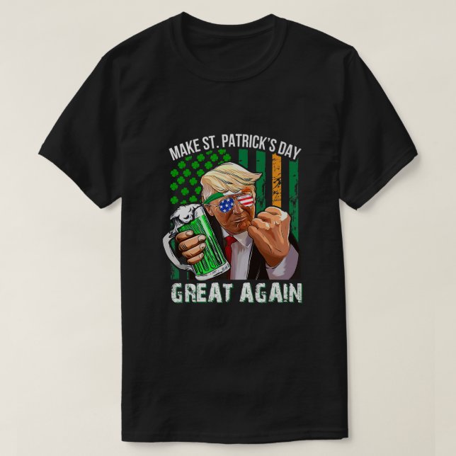 Gör St patricks day Underbar igen Trump Leprechaun T Shirt (Design framsida)