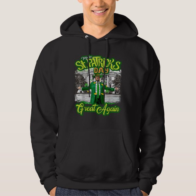 Gör St patrick's day Underbar igen Trump Shamrock Hoodie (Framsida)