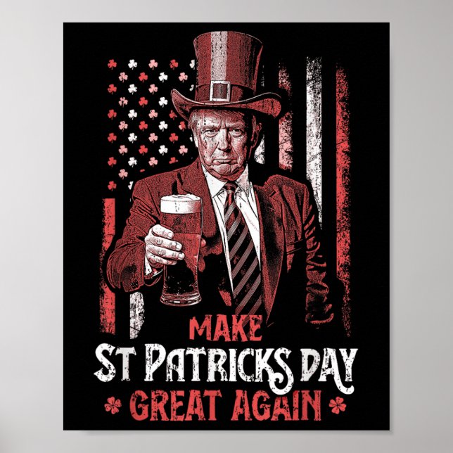 Gör St patricks day Underbar igen Trump Shamrock Poster (Framsidan)