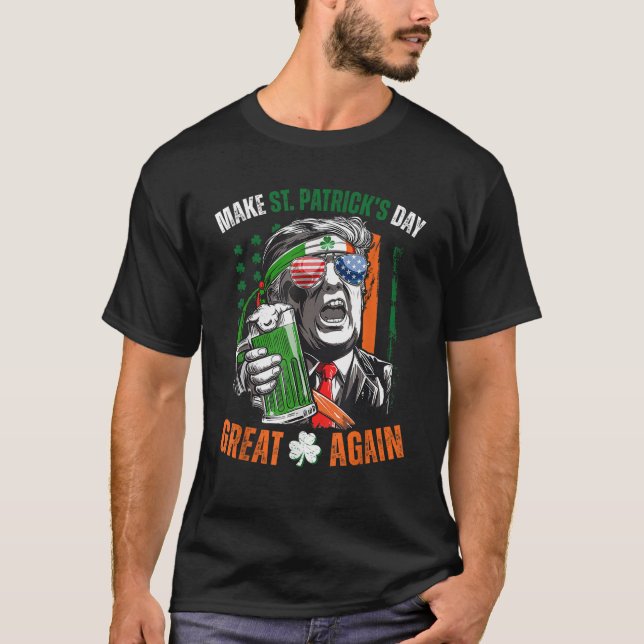 Gör St patrick's day Underbar igen Trump Shamrock T Shirt (Framsida)