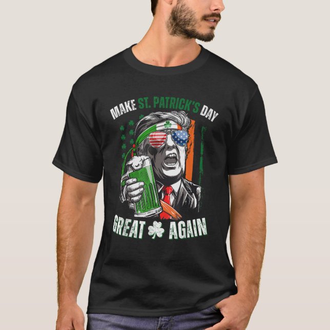 Gör St patrick's day Underbar igen Trump Shamrock T Shirt (Framsida)