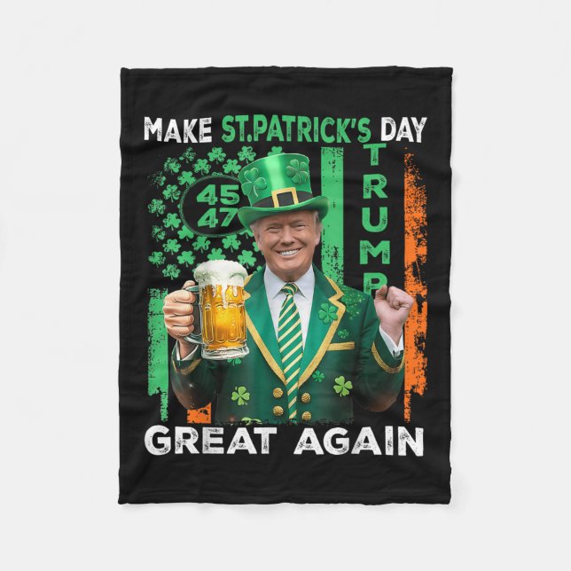 Gör St patricks day Underbar igen, USA flagga Sham Fleecefilt (Framsidan)