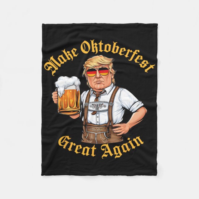 Gör Stor Igen Roligt Trump Dricker Öl Prost  Fleecefilt (Framsidan)