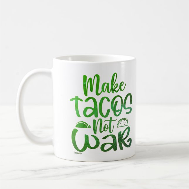GÖR TACOS, INTE KRIG lustig taco älskare Kaffemugg (Vänster)