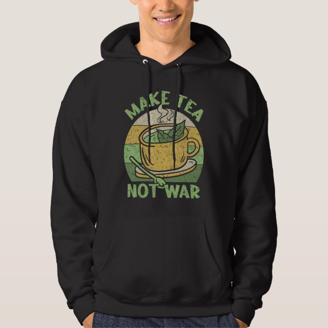Gör Tea Not Krig Tea Tekanna Matcha Black Tea Iced Hoodie (Framsida)