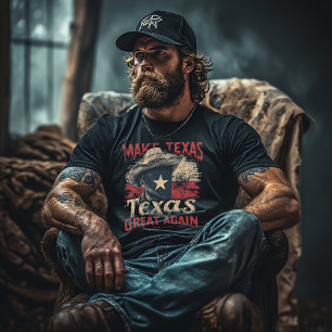 Gör Texas Stort Igen Cowboy Texas Flag Vintage T Shirt