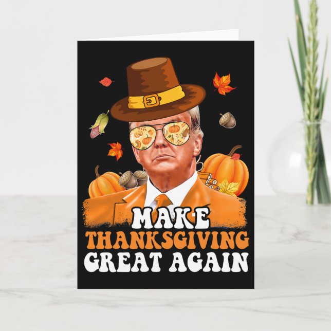 Gör Thanksgiving Stort Igen Höst Fallande Löv T Kort (Framsida)