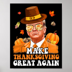Gör Thanksgiving Stort Igen Höst Fallande Löv T Poster